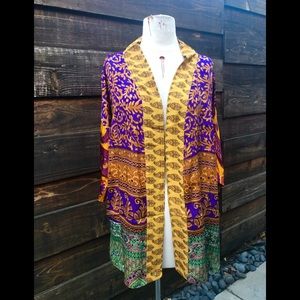 NWT Purple and Yellow Patchwork Silk Kimono